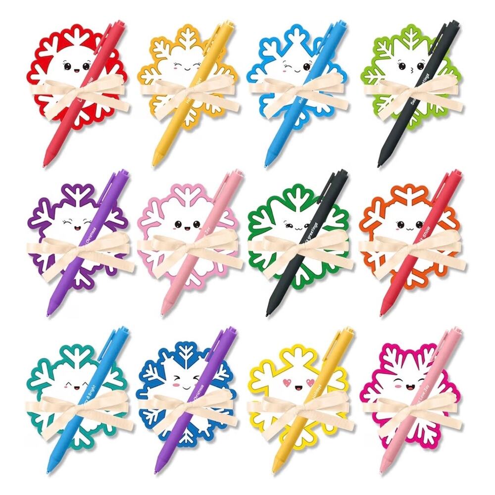Pasimy 24 Set Winter Snowflake Sticky Note and Pens Set Holiday Winter Gift (C4)